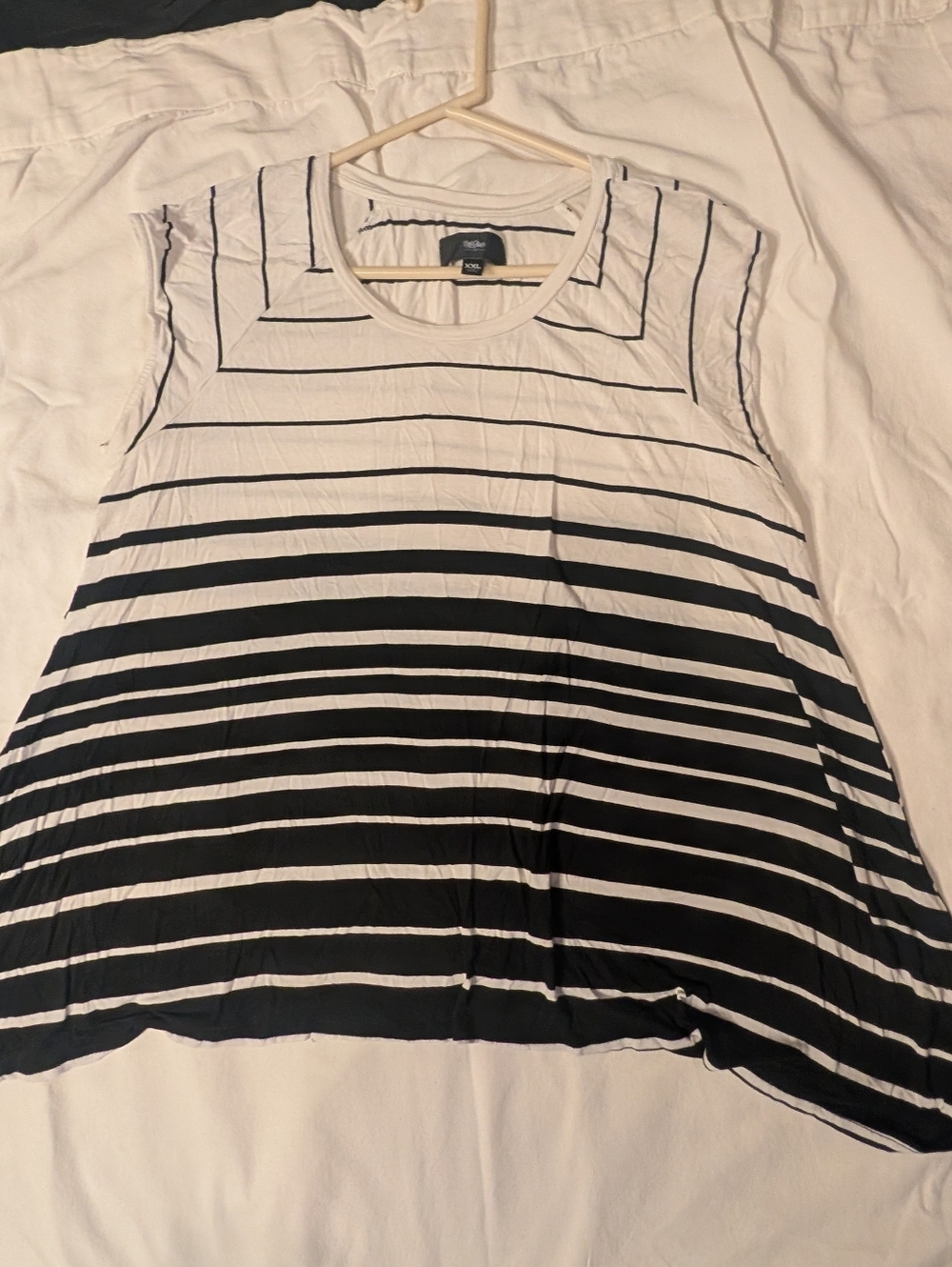 Mossimo Supply Co. Black and White Striped Scoop Neck Swing Shirt